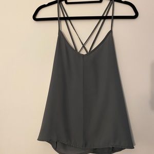 Gray crossed back blouse tank